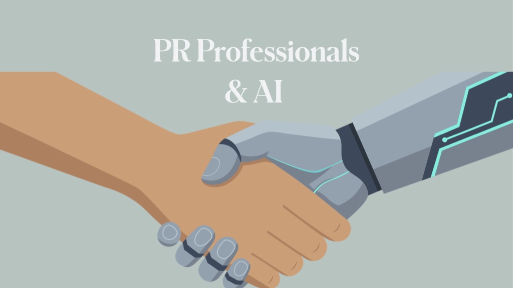 PR professional shaking hands with AI