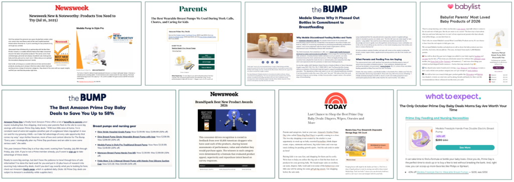 Earned media coverage from CBC's media relations program for Medela