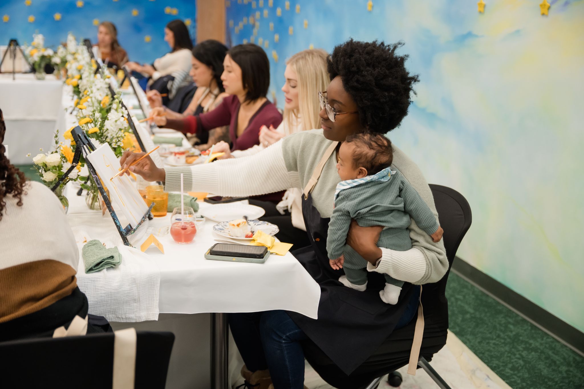 Influencer painting at Medela's paint and pump event organized by CBC PR