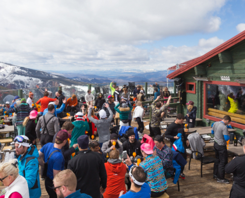 Influencers and press on rooftop bar at Aspen experience
