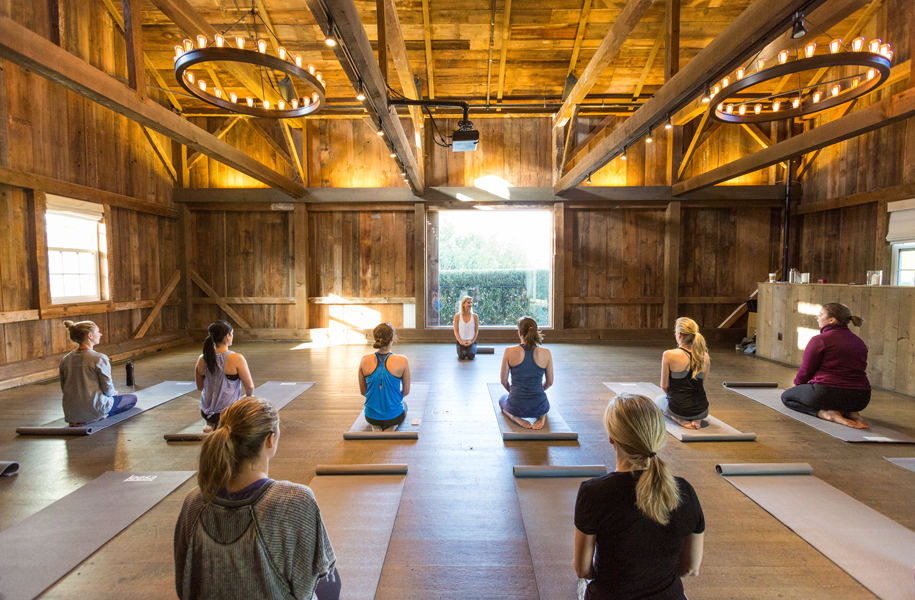 influencers and press doing yoga at CBC Hosting House