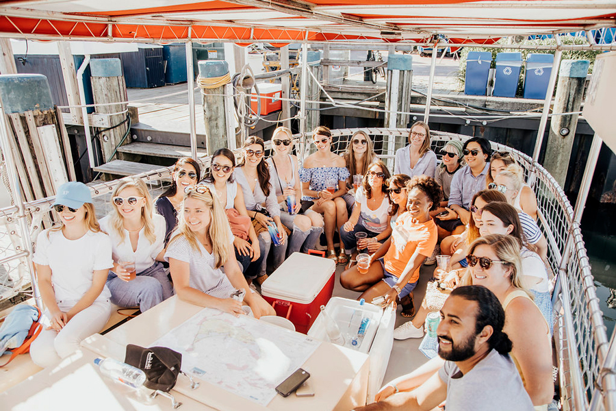 influencers and editors on boat at CBC Summer House