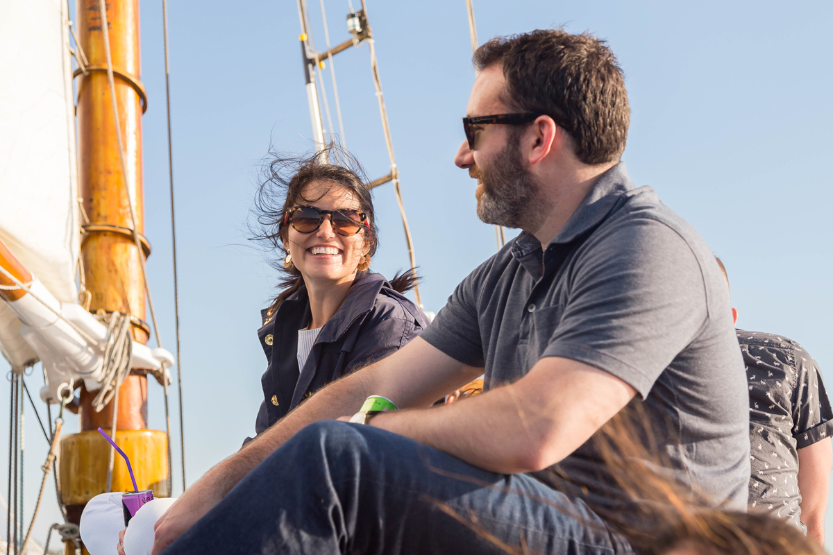 Smiling on boat windy