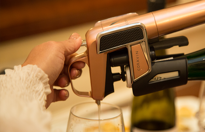 Pouring wine from a Coravin
