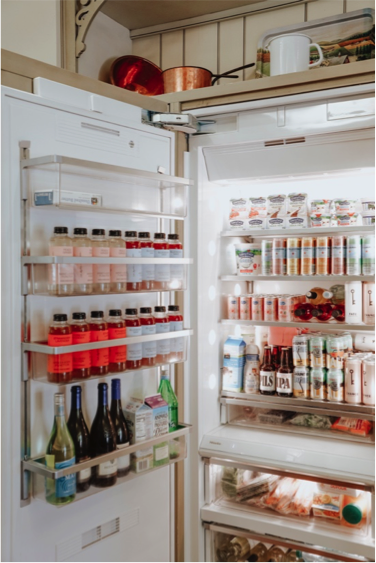 Fridge stocked with beverages at CBC Culinary House