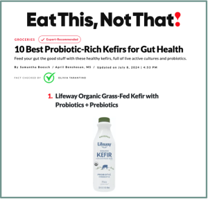 PR coverage earned in top food outlet Eat This, Not That by CBC for client Lifeway Kefir. Expert-backed grocery recommendations reach a key consumer audience interested in healthy foods.