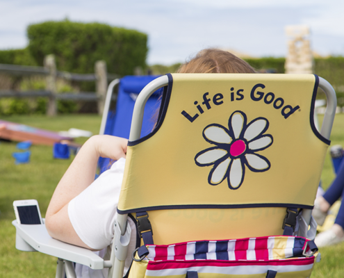 Life is Good lawn chair at summer party