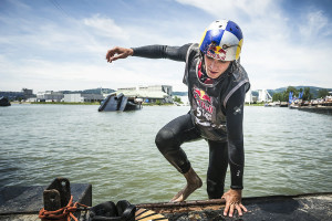 Dominik Hernler steps out of the water after his run at the Red Bull Wake of Steel 2013 in Linz, Austria on June 15th, 2013 // Philip Platzer/Red Bull Content Pool // P-20130615-00257 // Usage for editorial use only // Please go to www.redbullcontentpool.com for further information. //