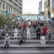 Primark fashion models posed on Boston Downtown Crossing stairs