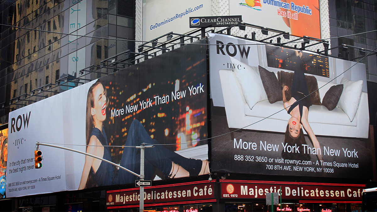 Billboards from Row NYC Hotel advertising campaign