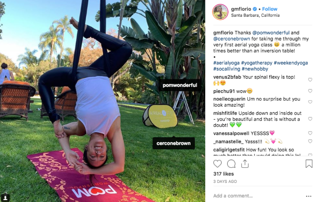 Aerial Yoga with POM Wonderful at CBC Fall House 2018