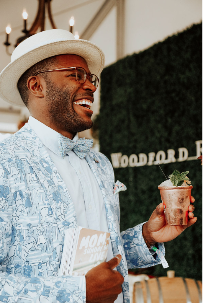 Diggy Moreland enjoying a Woodford Reserve mint julep at CBC Derby House