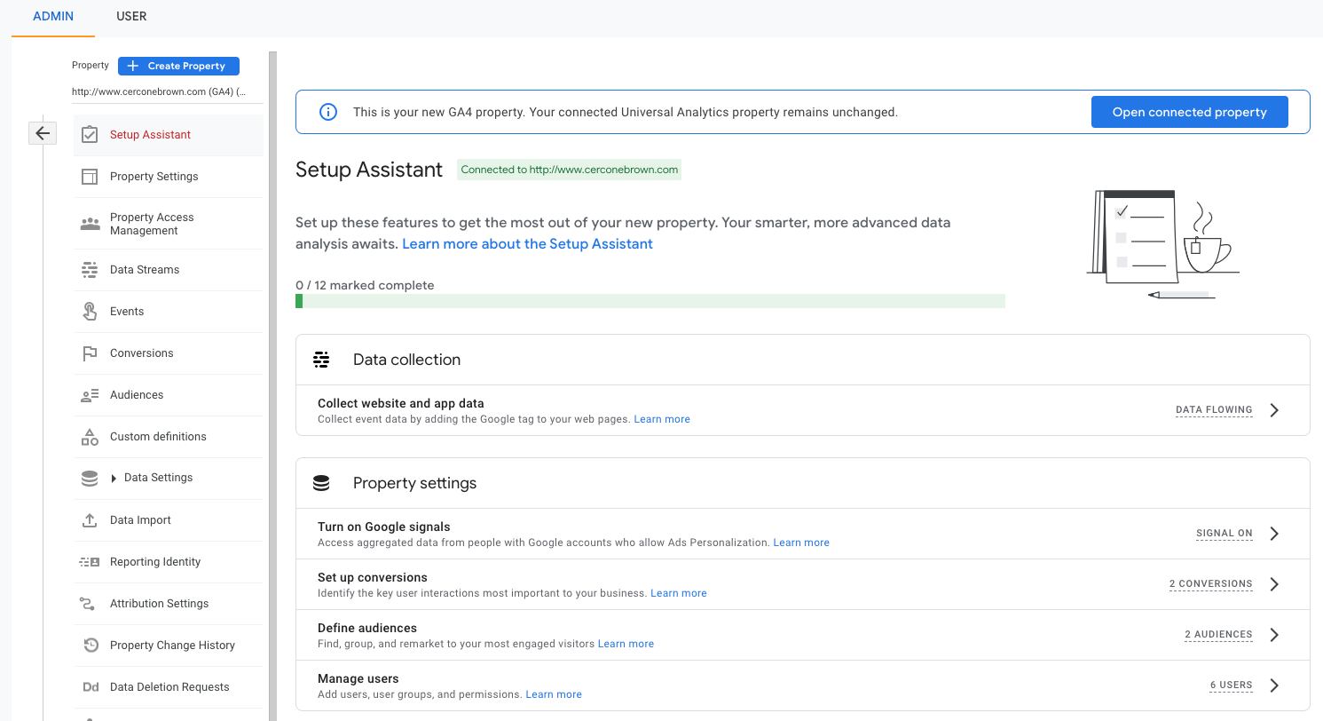 Configuration in Google Analytics 4 Setup Assistant