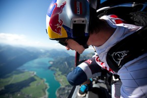 Dominic Roithmair prepares for a skydive jump in St. Wolfgang, Austria on 27th of August 2012 // Samo Vidic/Red Bull Content Pool // P-20121001-00184 // Usage for editorial use only // Please go to www.redbullcontentpool.com for further information. //